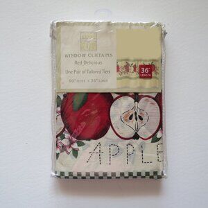 Window Curtains Red Delicious One Pair Of Tailored Tiers 60" X 36"